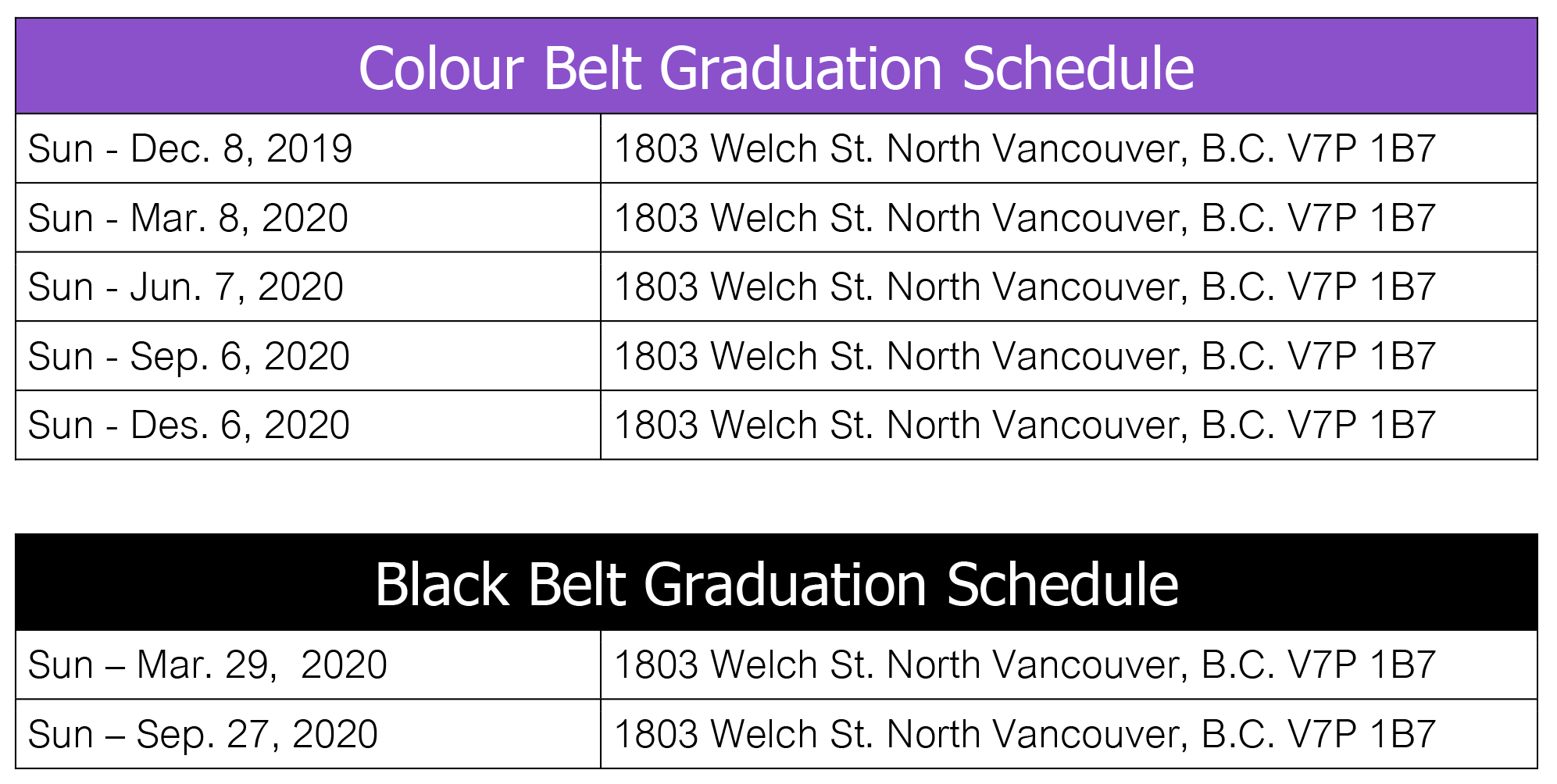 Graduation Schedule